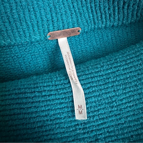 Free People Ottoman Tunic Cotton Blend Teal Sweater, Size Medium Tropical Bay - Picture 7 of 9